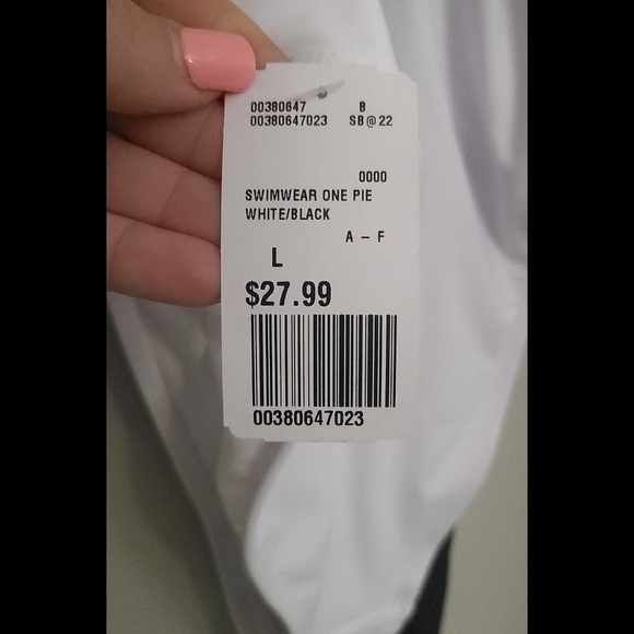 🆕️ NWT Deep-V White Swimsuit with Black Tie - Picture 6 of 6